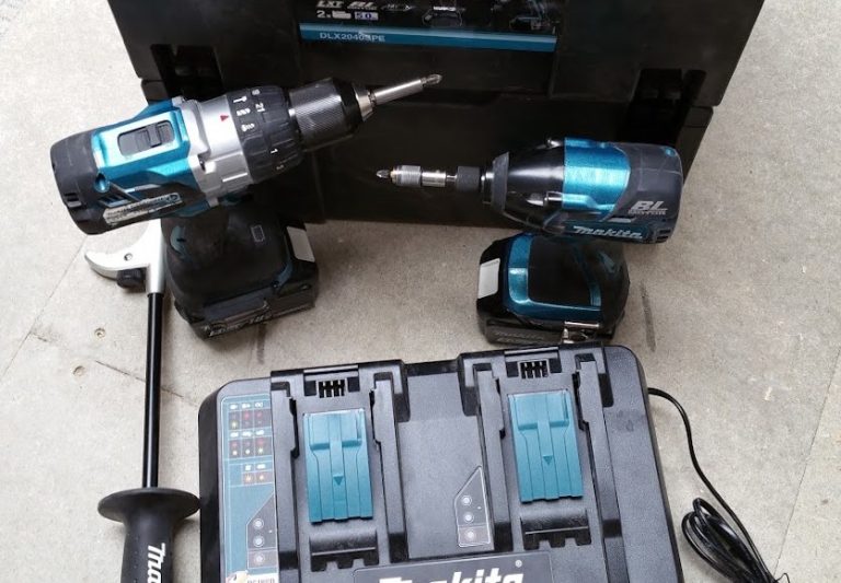 Makita 18V brushless combi drill and impact driver with twin charger and MakPac cases