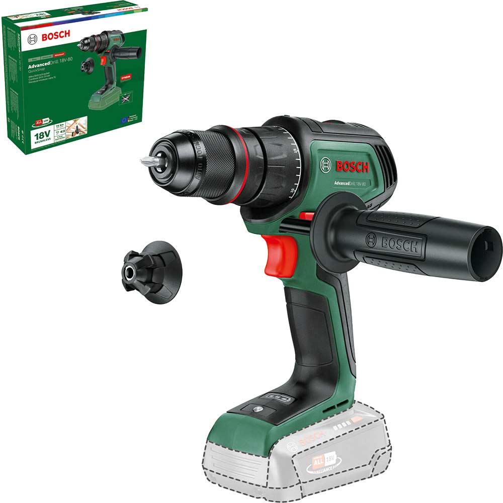 Bosch Green AdvancedDrill 18V-80 QuickSnap Brushless Drill Driver (Body Only)