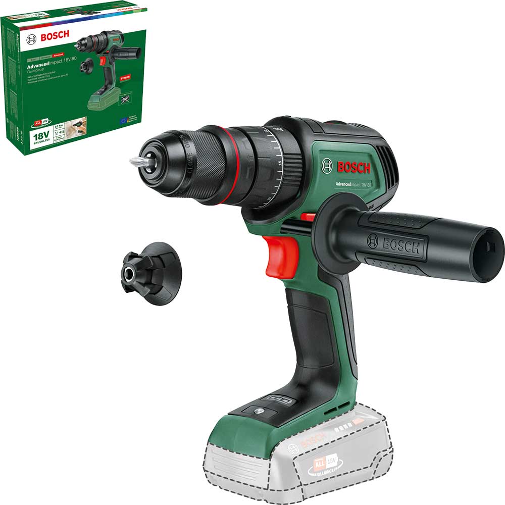 Bosch Green AdvancedImpact 18V-80 QuickSnap Brushless Combi Drill (Body Only)