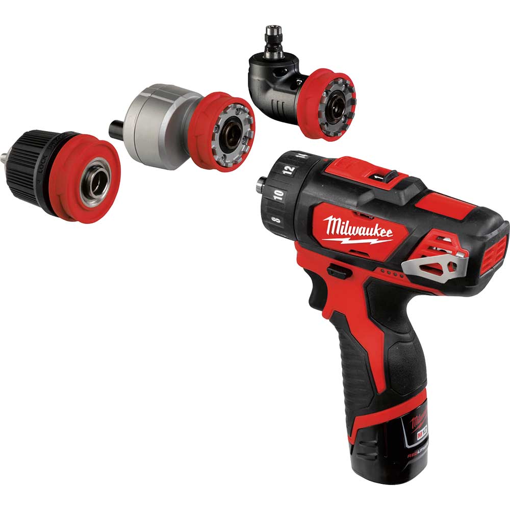 Milwaukee M12 BDDX 12V Installation Drill Driver with Removable Heads (2x 2.0Ah Kit, Kitbox)