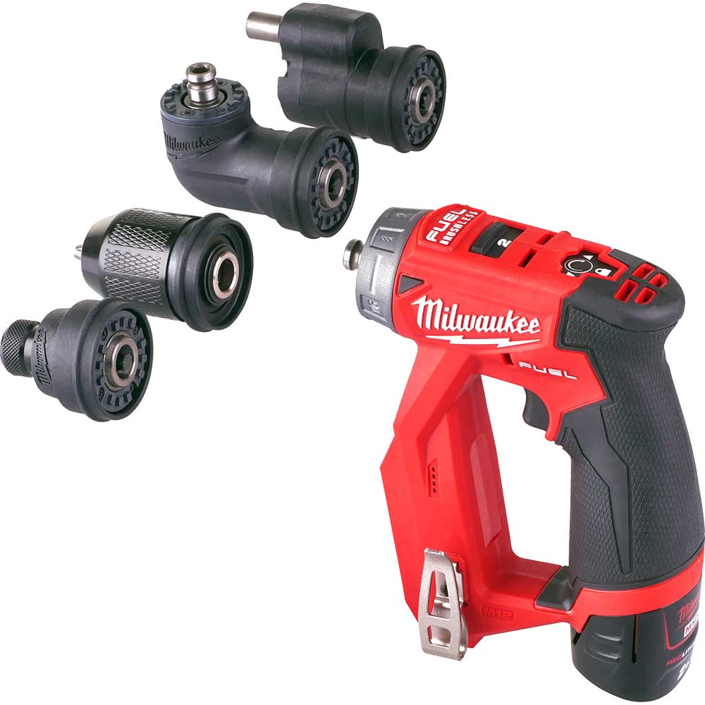 Milwaukee M12 FDDX 12V FUEL Brushless Installation Drill Driver with Removable Heads (2x 2.0Ah Kit)