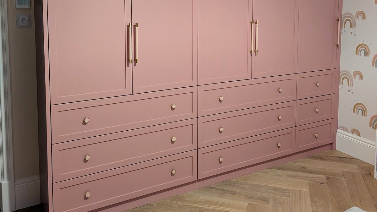 Second fix carpentry: painted shaker fitted wardrobe with drawers