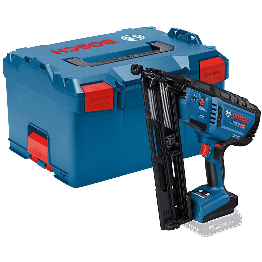 Bosch GNH 18V-64 MD Professional Brushless 15G 34° Angled Second Fix Nailer (Body Only, L-BOXX)