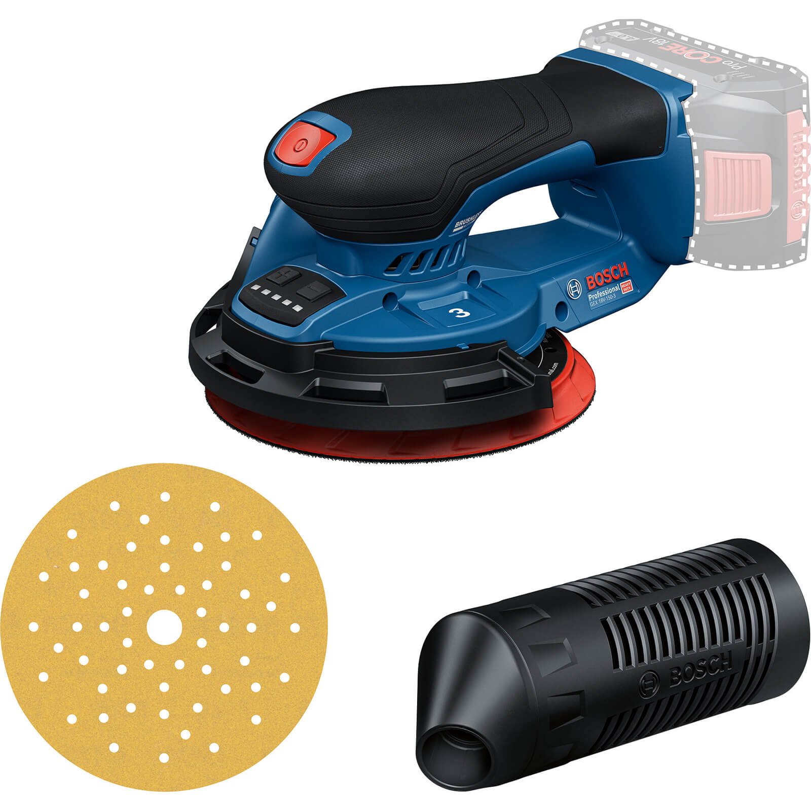 Bosch GEX 18V-150-3 Professional Brushless 150mm Random Orbital Sander (Body Only)